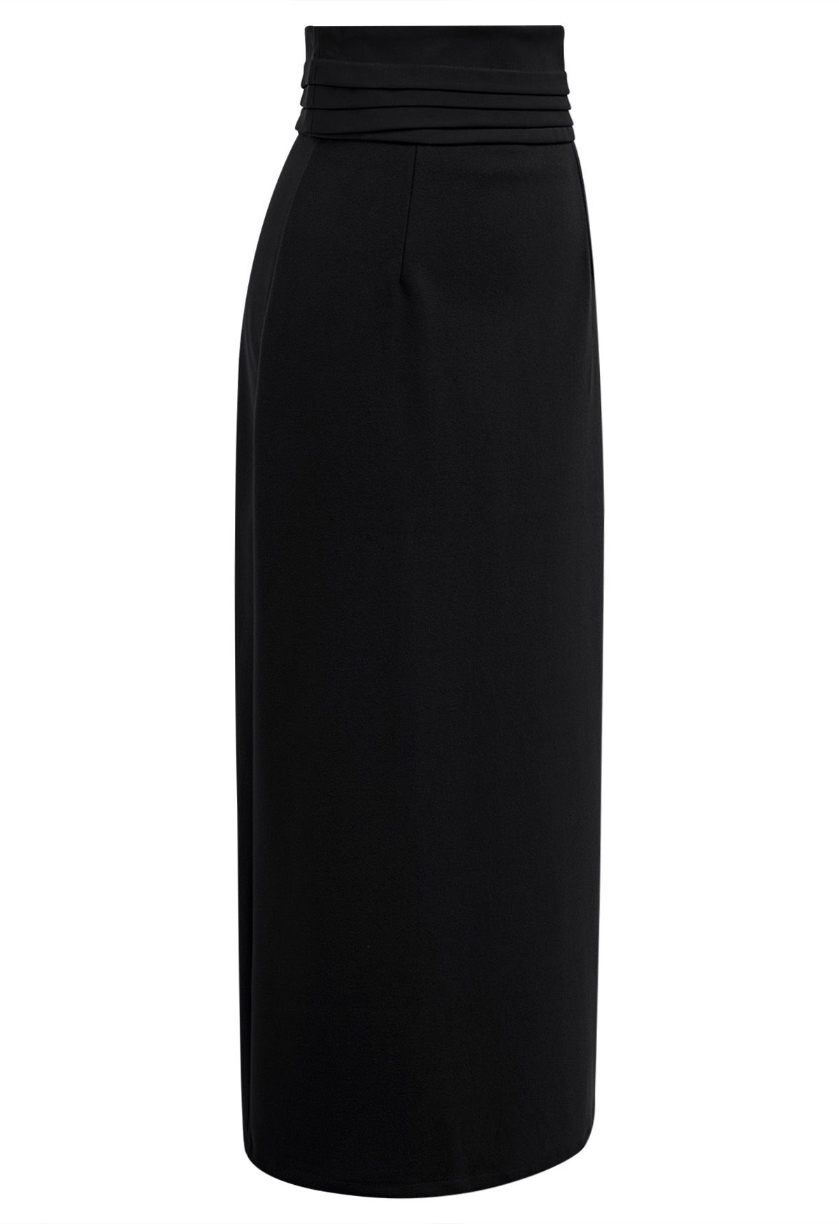 Pintuck High Waist Pencil Skirt in Black