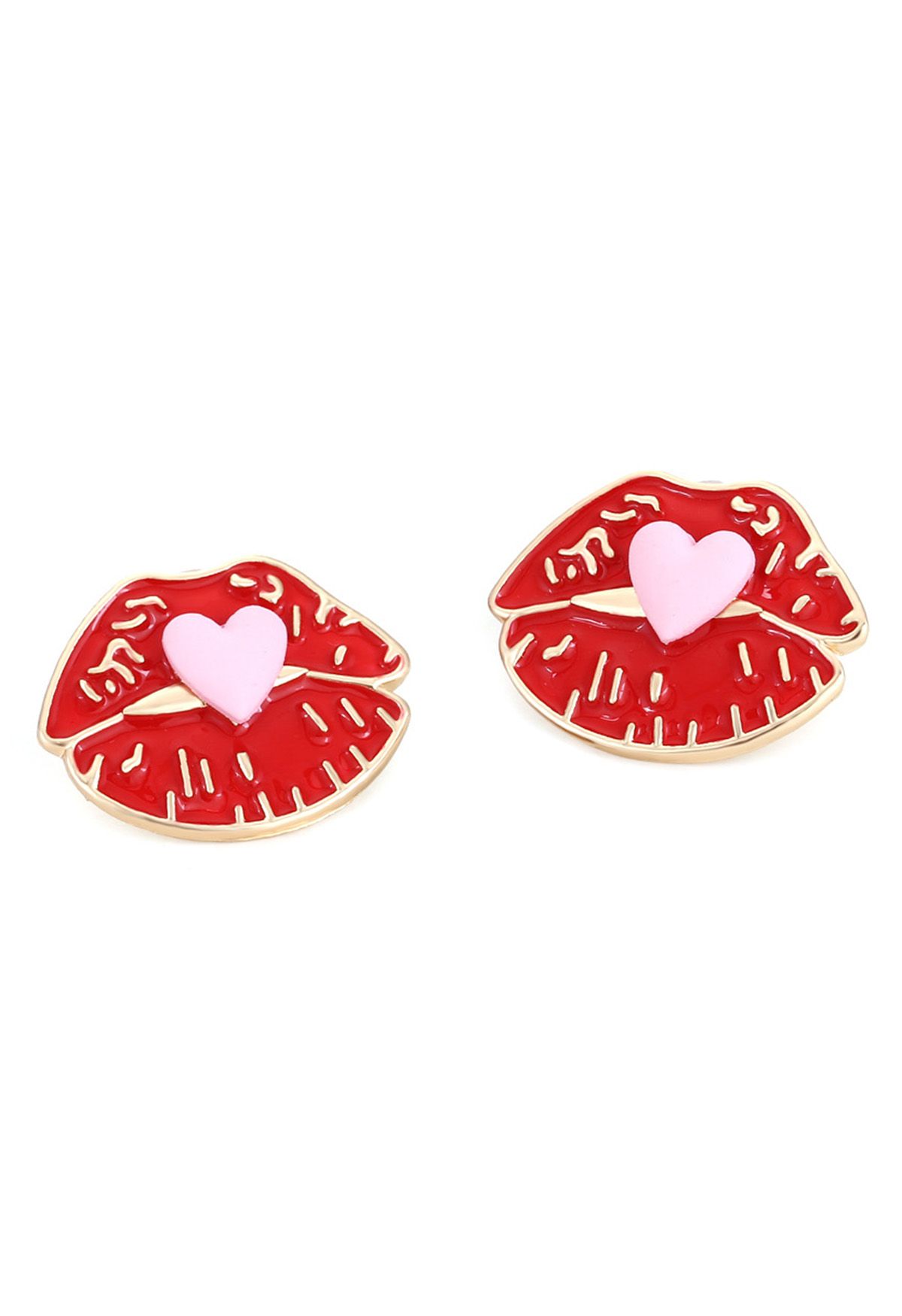 Flaming Lip Heart Earrings in Light Pink