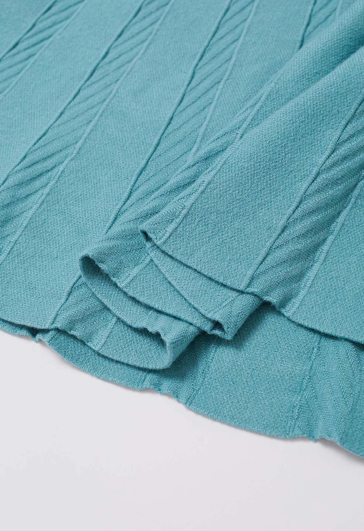 Diagonal Ribbed Pleated Knit Skirt in Blue - Retro, Indie and Unique ...