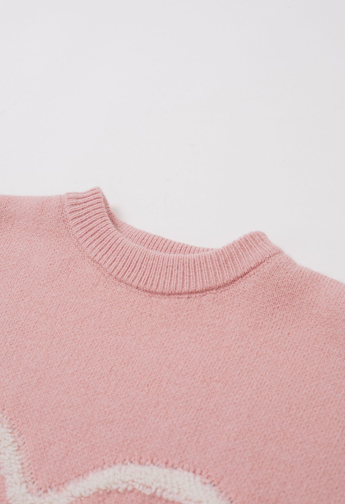 Ripped Heart Snug Knit Sweater in Pink