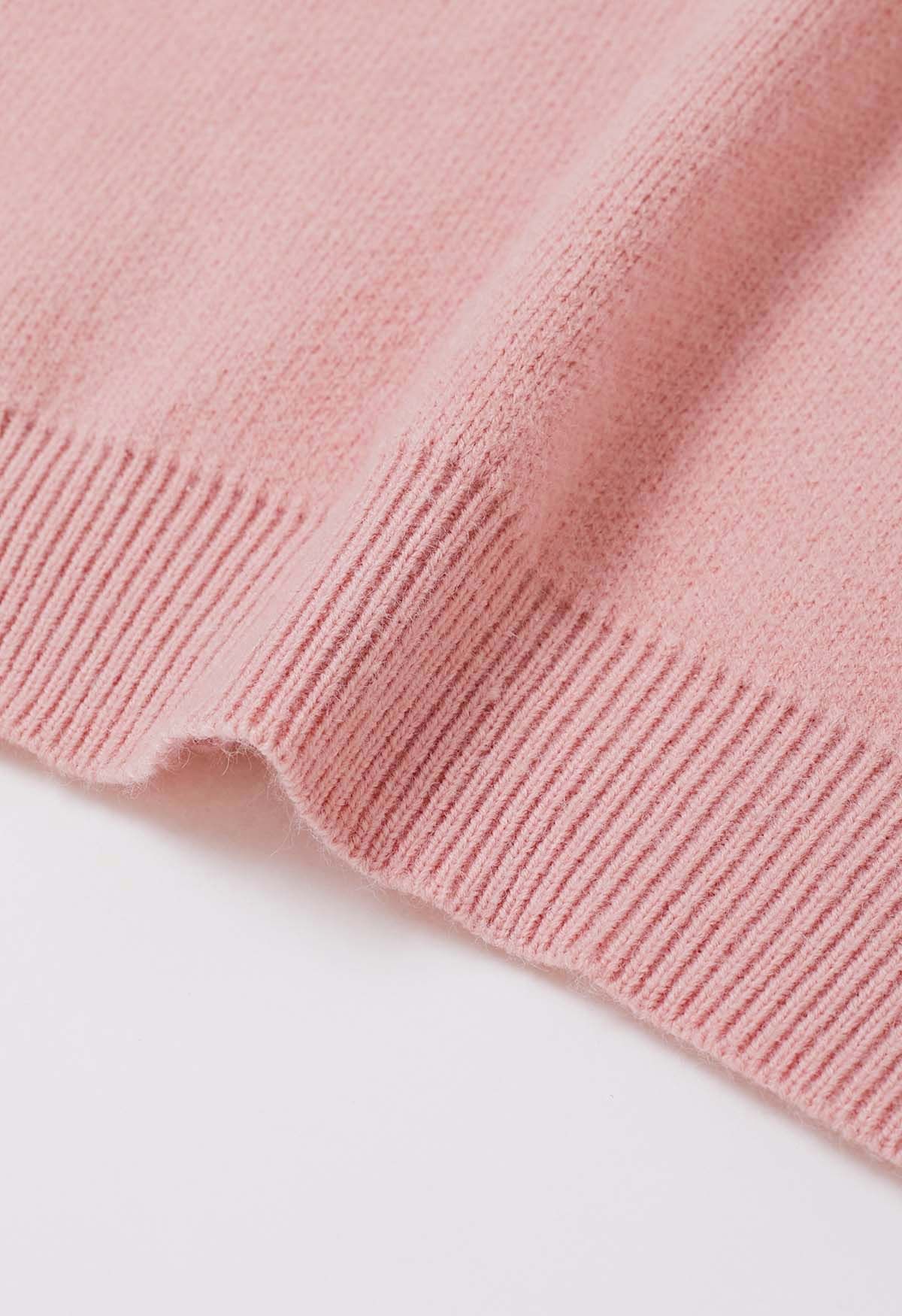 Ripped Heart Snug Knit Sweater in Pink