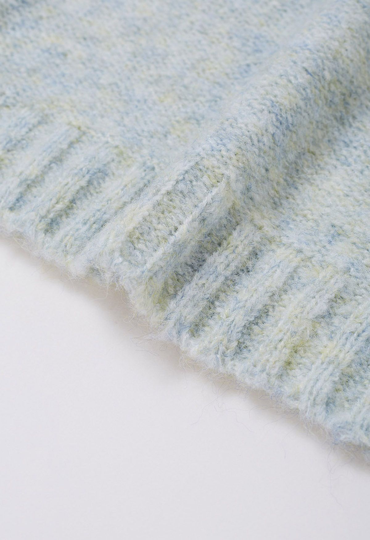 Boat Neck Ribbed Detailing Knit Sweater in Baby Blue