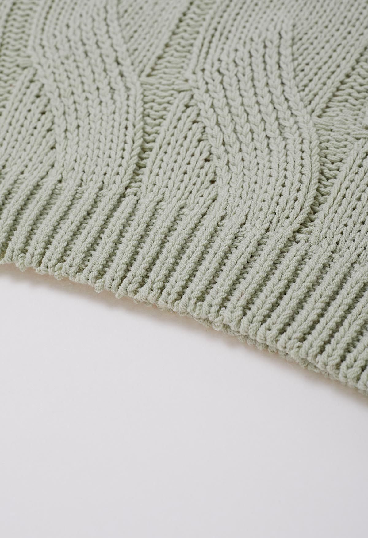 Casual Elegance Cable Knit Sweater in Pea Green