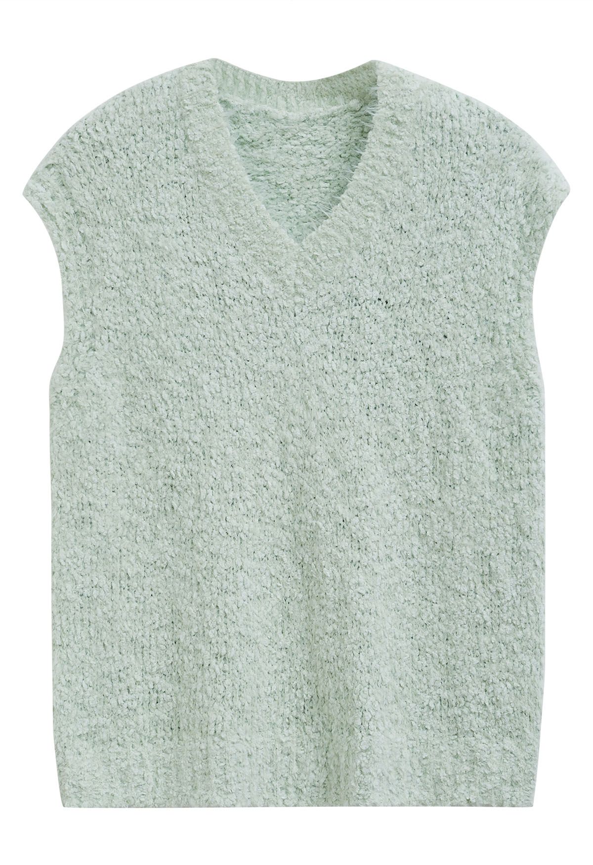 Softness V-Neck Knit Vest in Pistachio