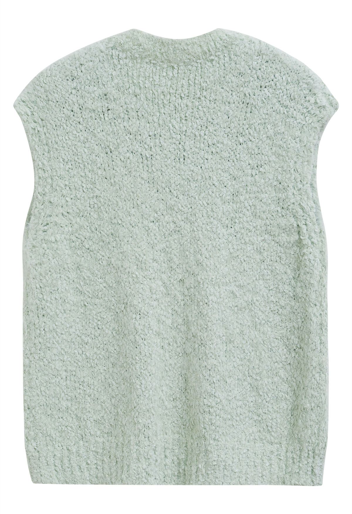 Softness V-Neck Knit Vest in Pistachio