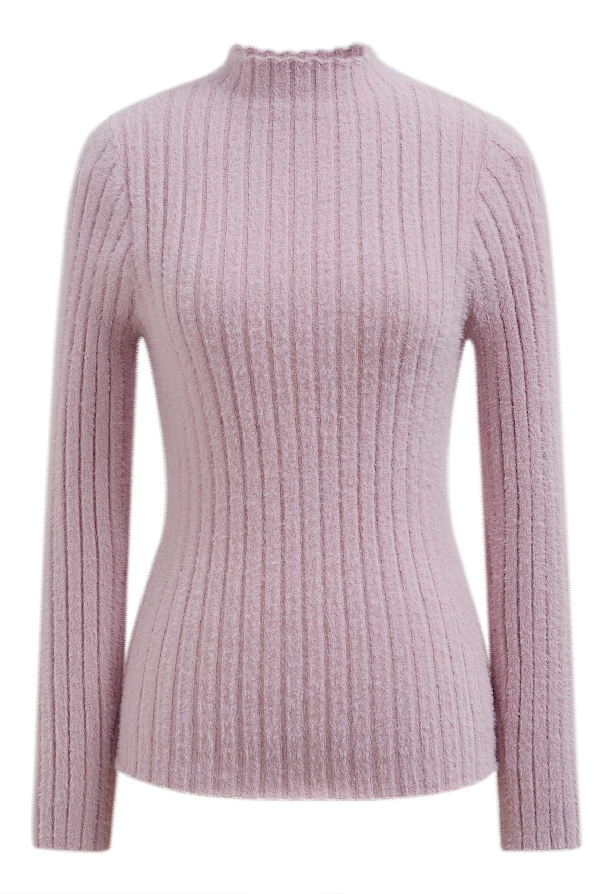 High Neck Fuzzy Knit Tank Top in Pink - Retro, Indie and Unique Fashion