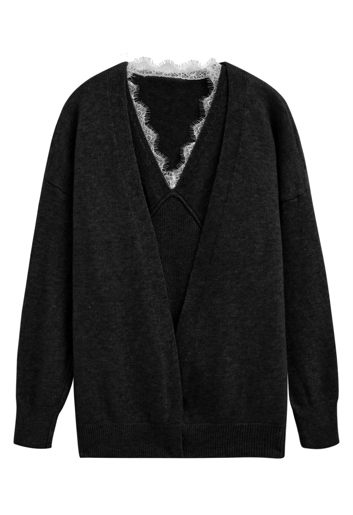 Lacy black outlet cardigan