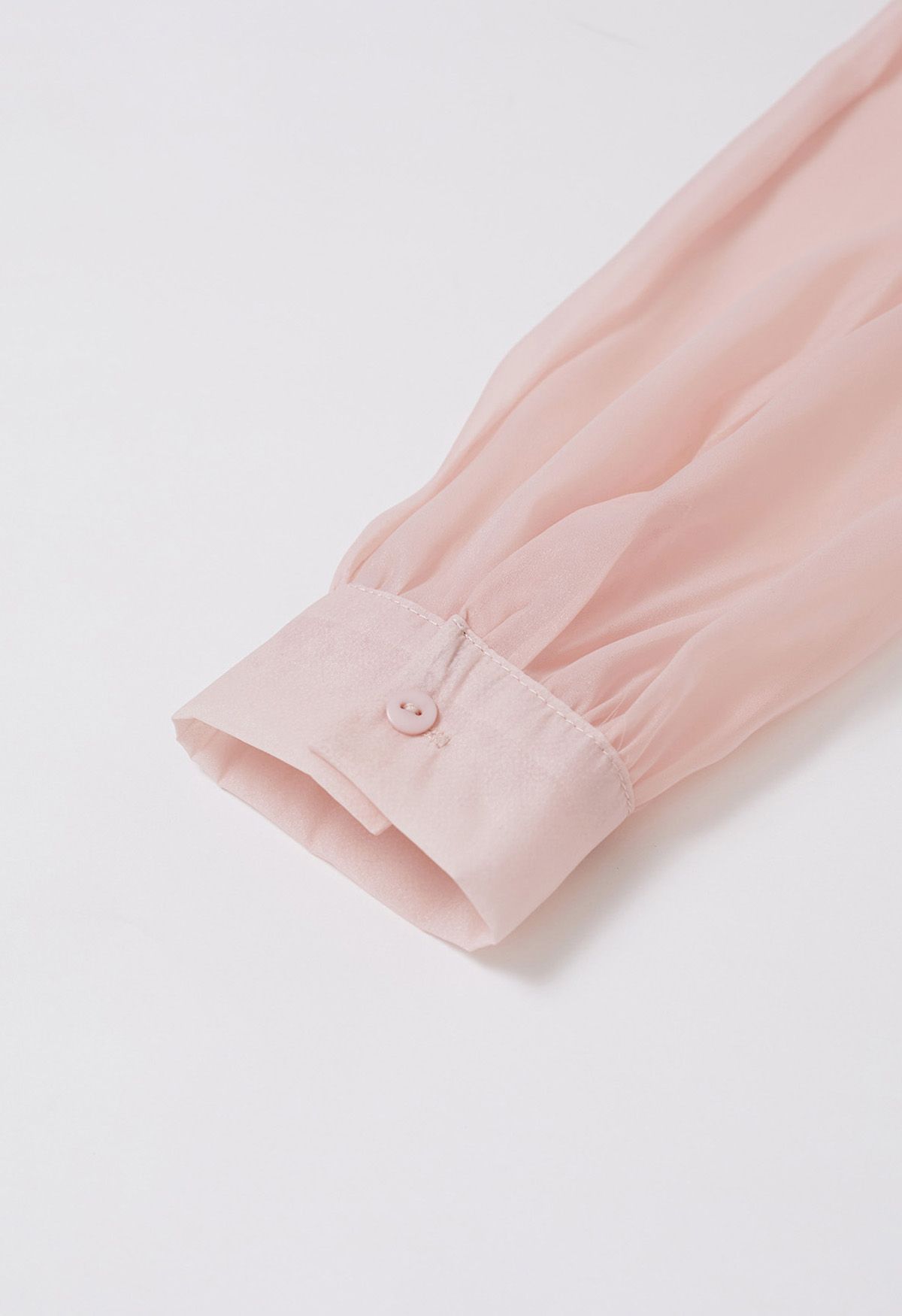 Pearly Bowknot Puff Sleeve Shirt in Pink