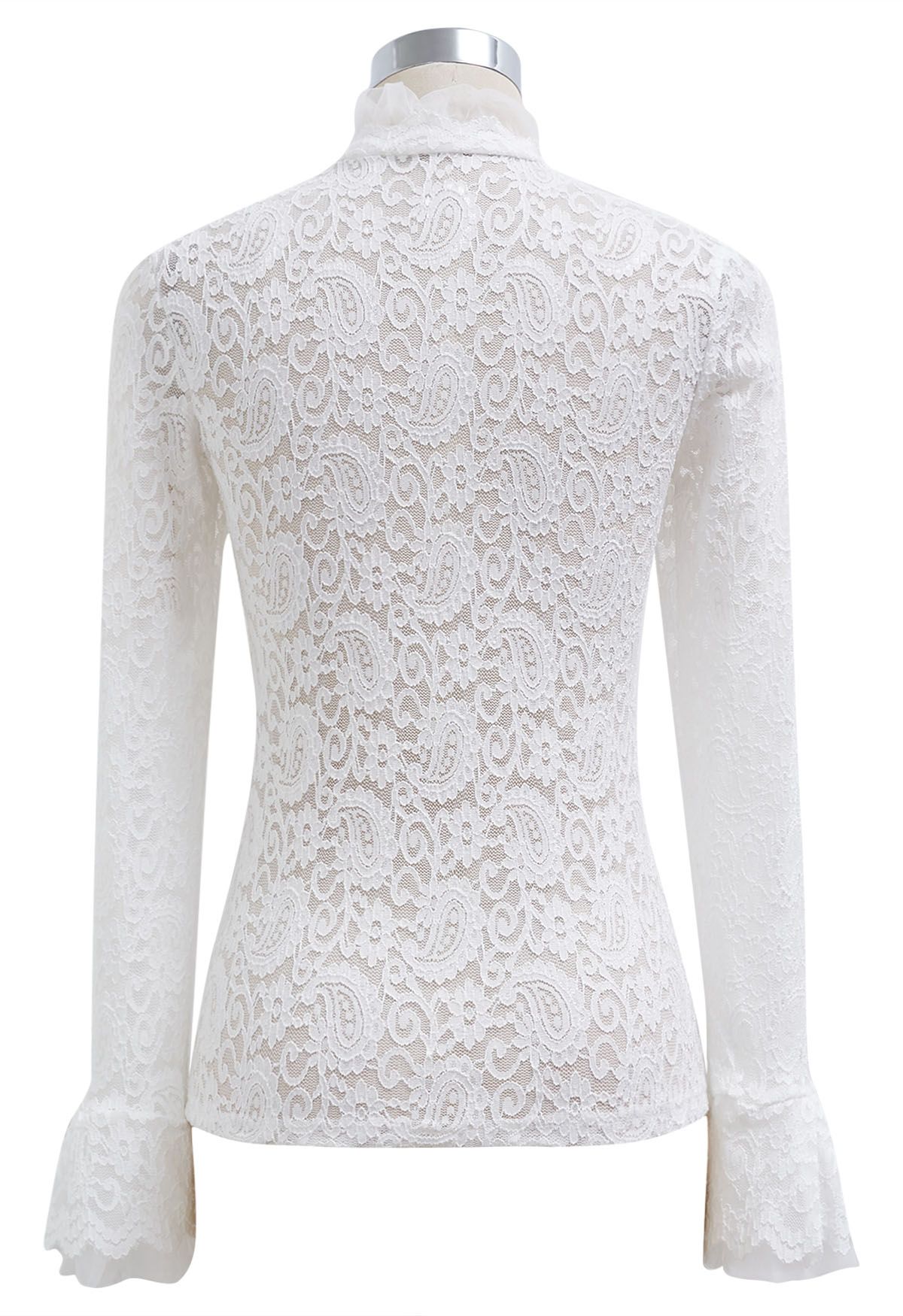 Paisley Full Lace Mesh Inserted Top in White