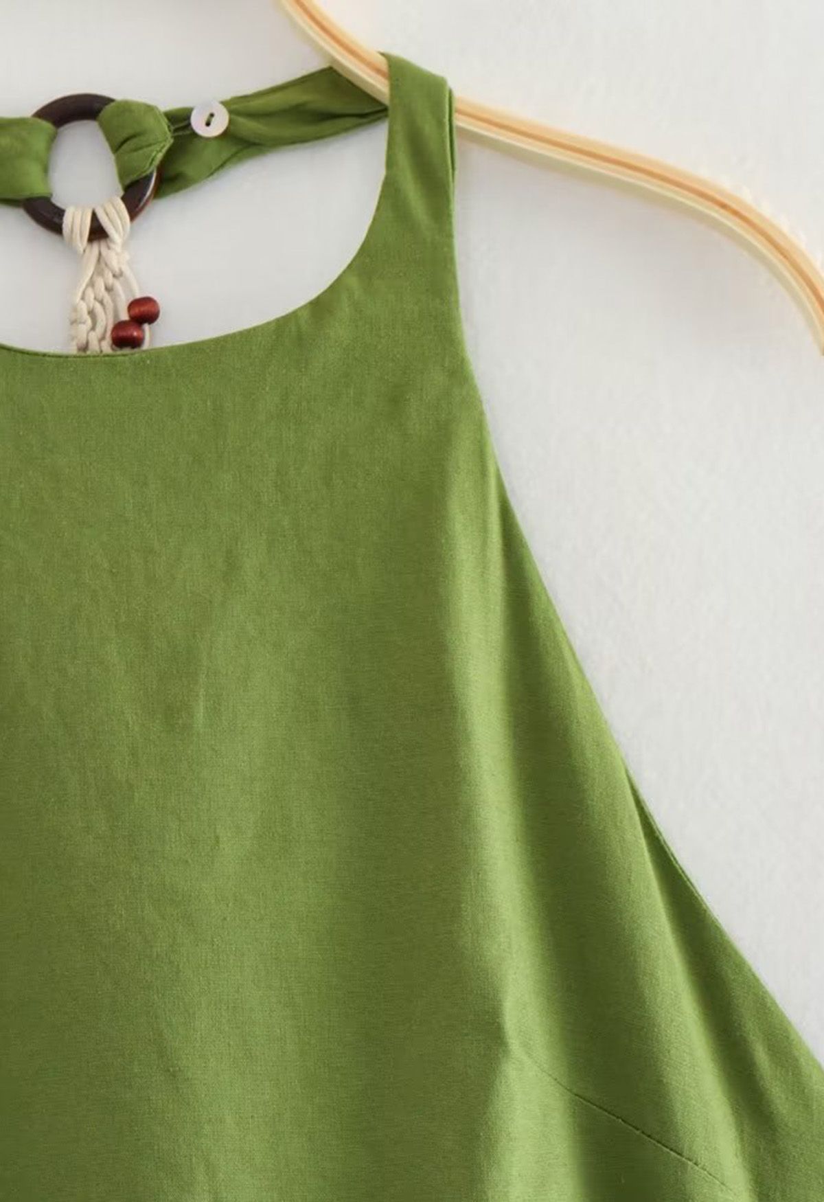 Refreshing Green Halter Neck Linen Dress