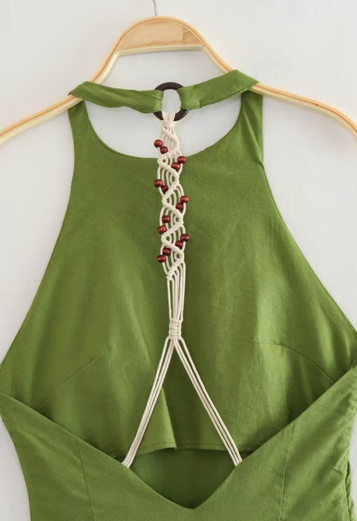 Refreshing Green Halter Neck Linen Dress
