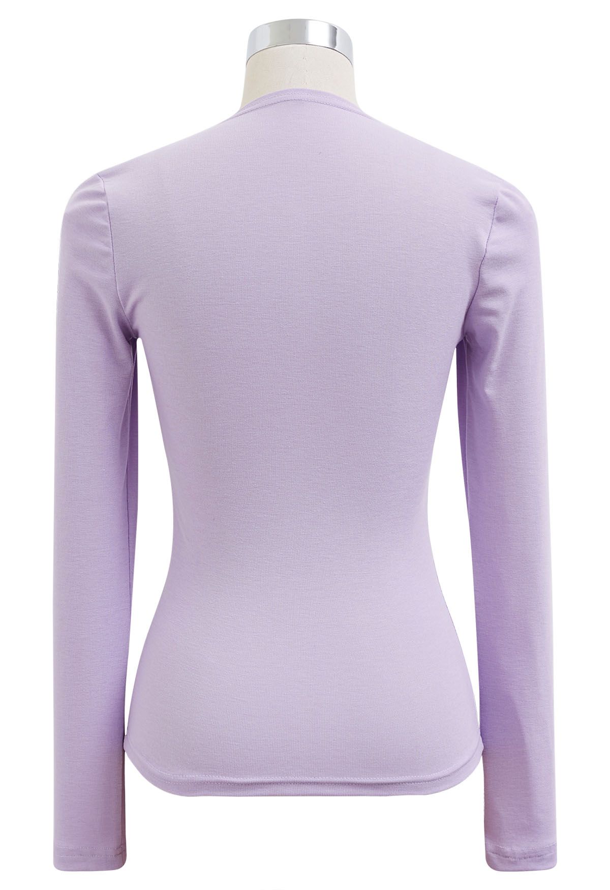 Solid Color Square Neck Soft Top in Lilac