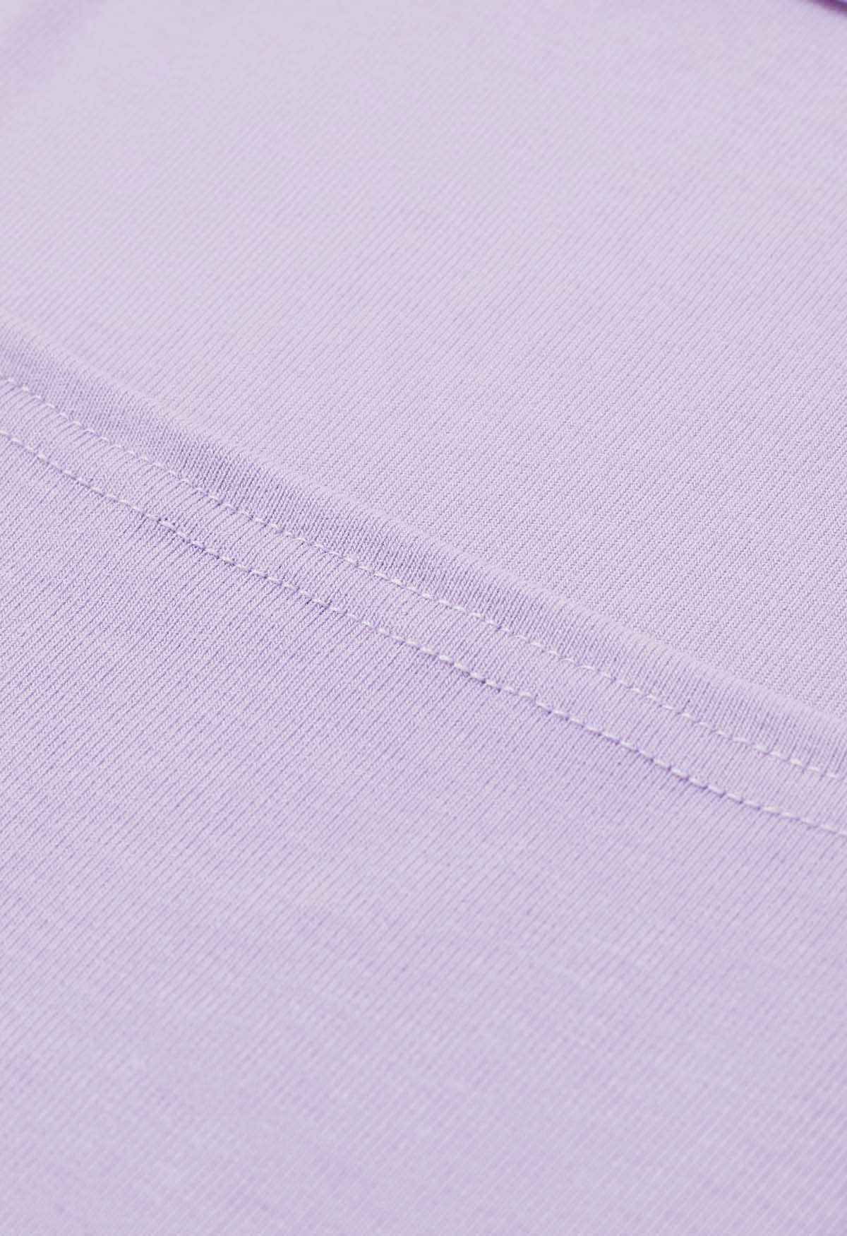 Solid Color Square Neck Soft Top in Lilac