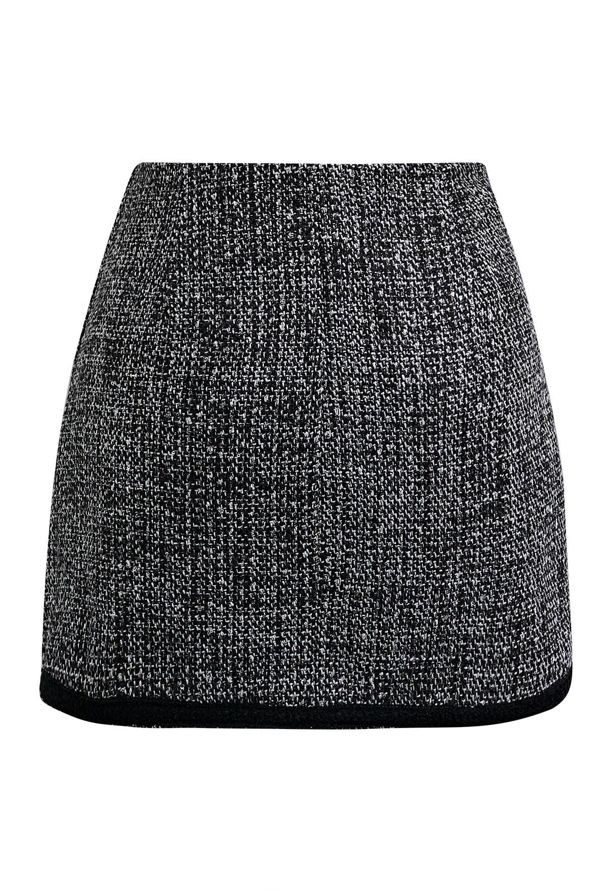 Contrast Edge Tweed Mini Bud Skirt