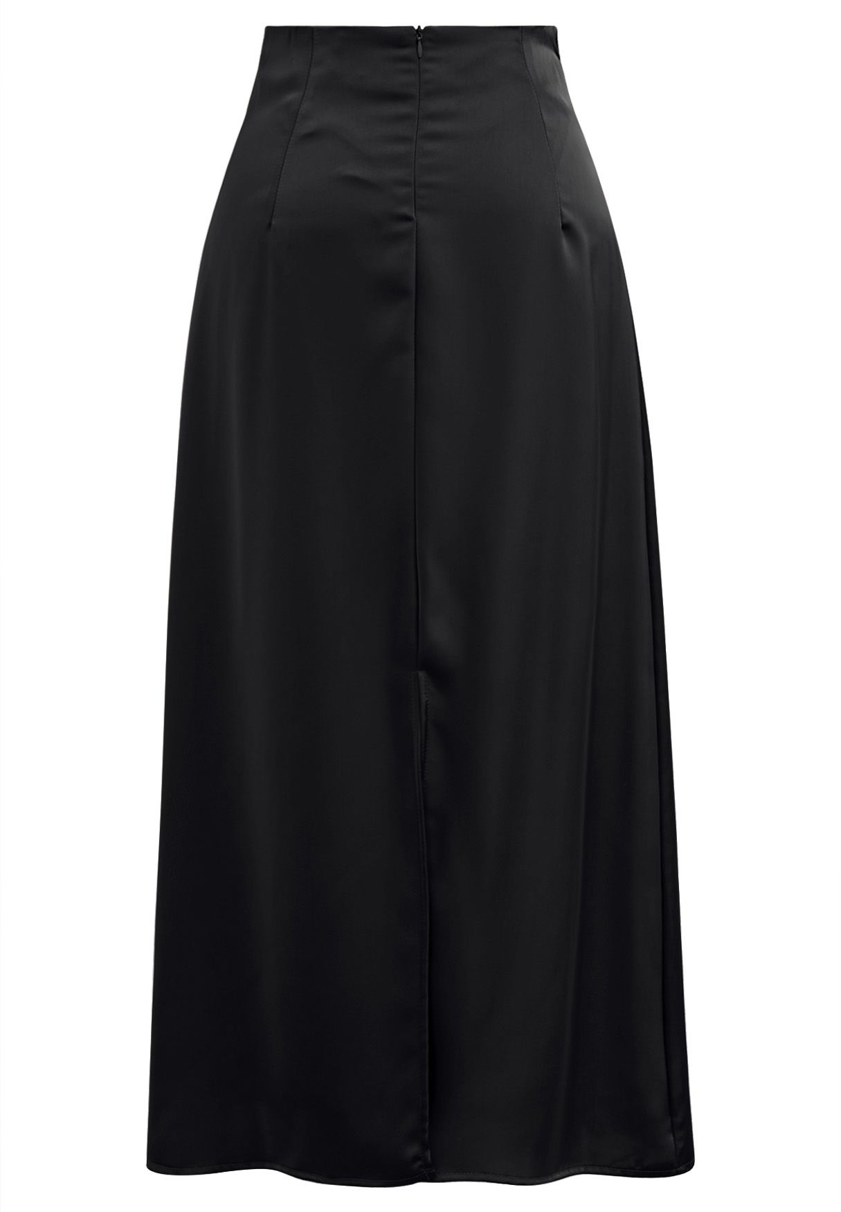 Tie String Satin Maxi Skirt in Black