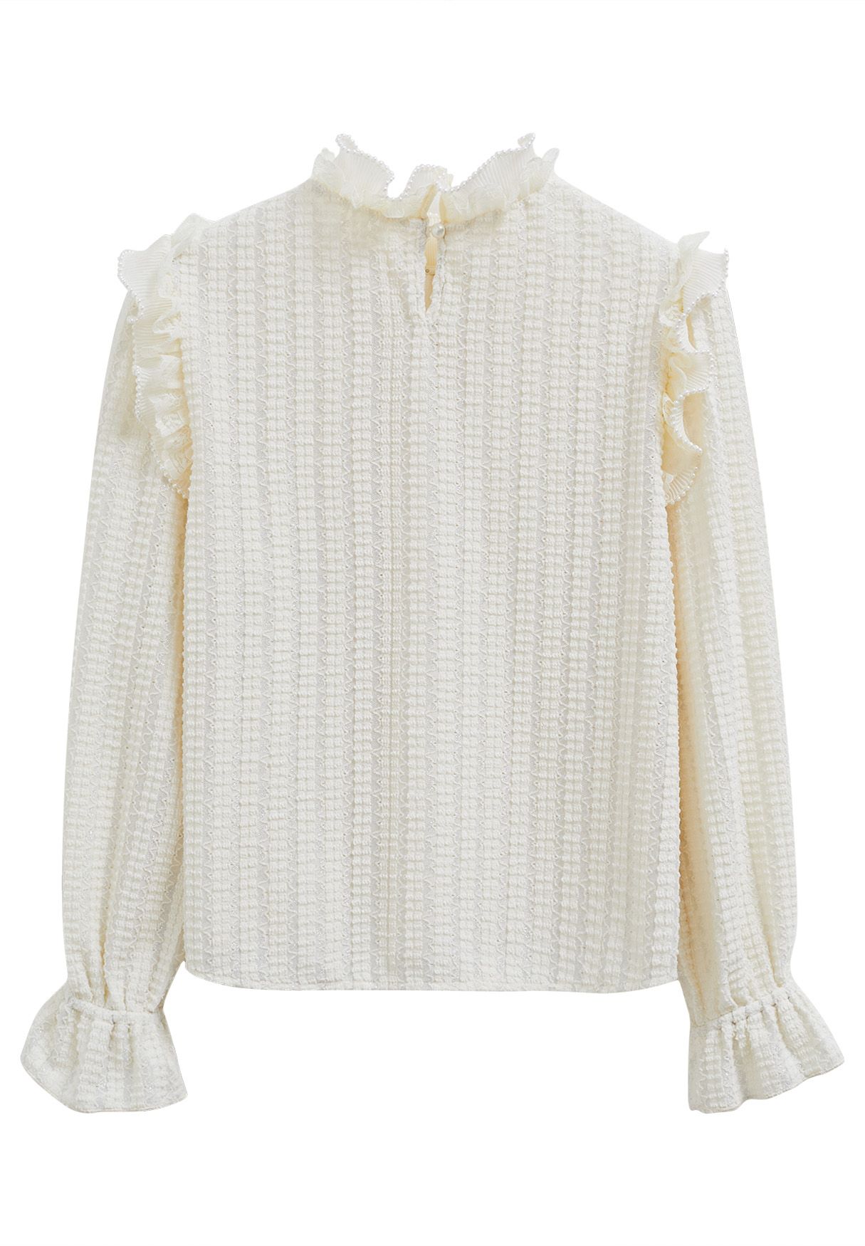 Metallic Pearly Ruffled Textured Top