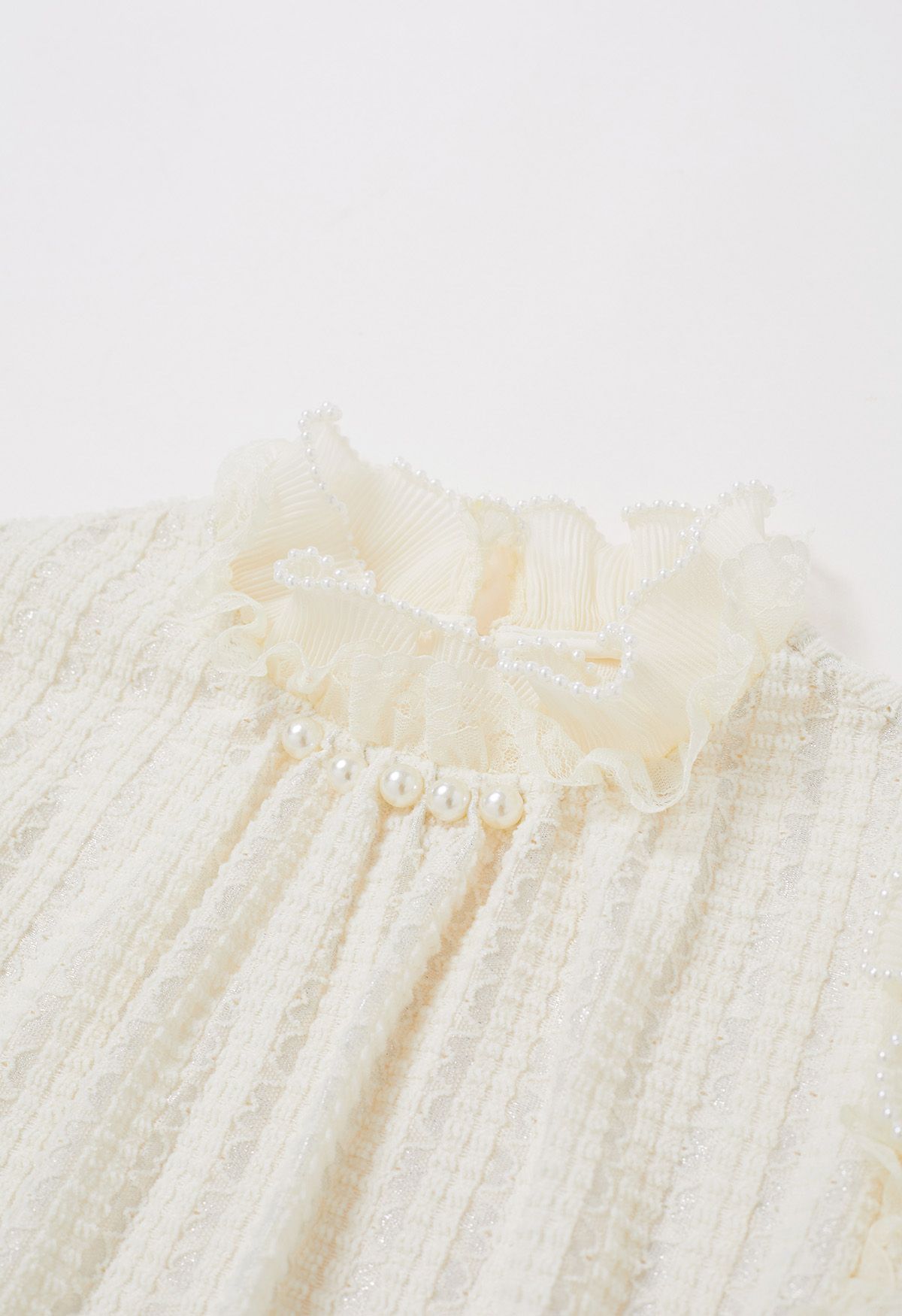 Metallic Pearly Ruffled Textured Top