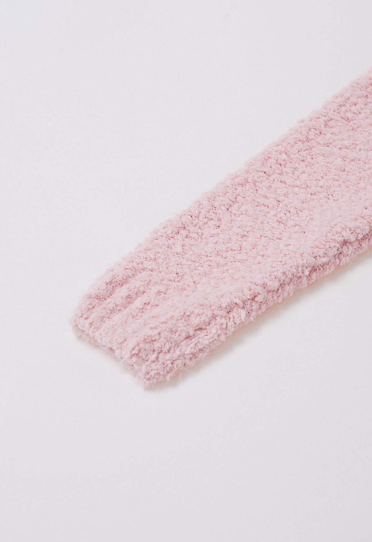 Snug V-Neck Fuzzy Knit Sweater in Pink