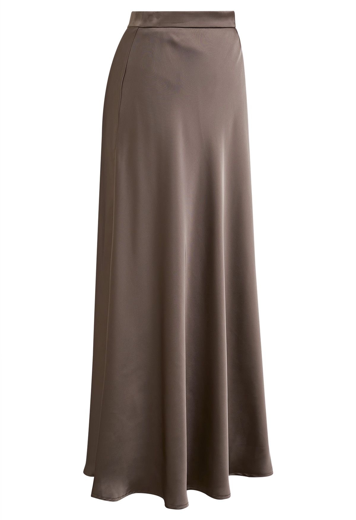 Understated Elegance Satin Maxi Skirt in Brown - Retro, Indie and ...