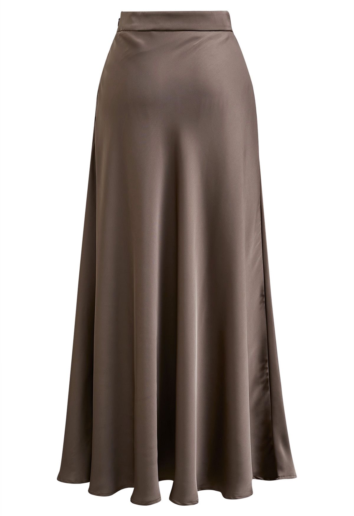 Understated Elegance Satin Maxi Skirt in Brown - Retro, Indie and ...