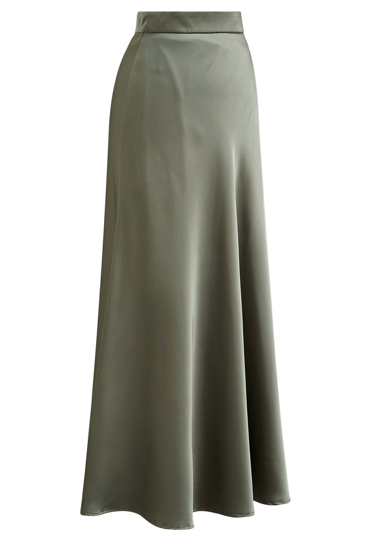 Understated Elegance Satin Maxi Skirt in Olive - Retro, Indie and ...