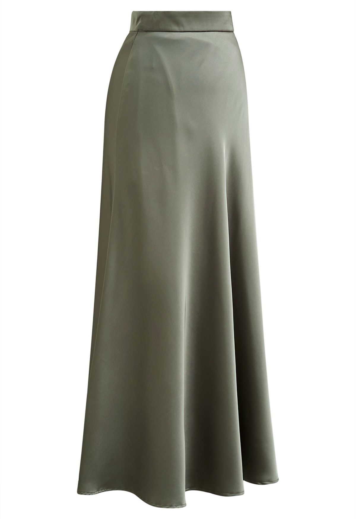 Understated Elegance Satin Maxi Skirt in Olive