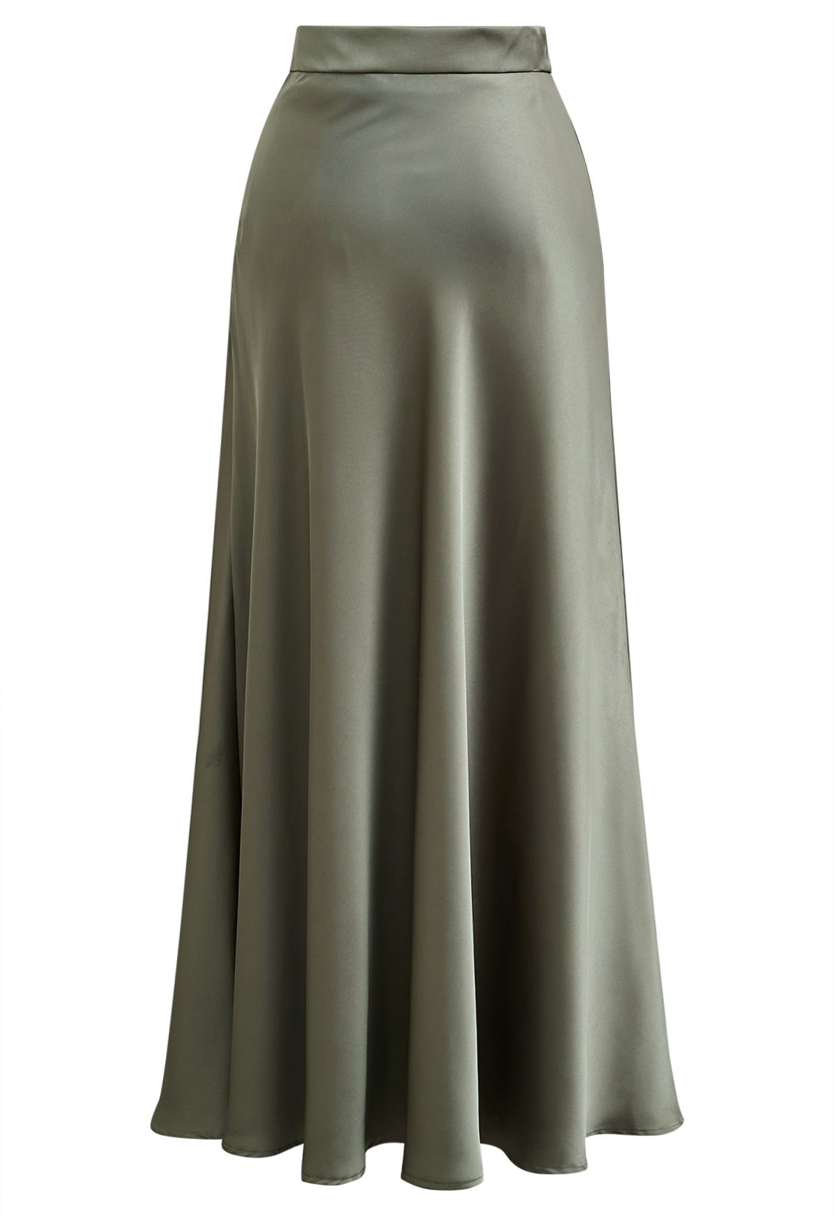 Understated Elegance Satin Maxi Skirt in Olive - Retro, Indie and ...