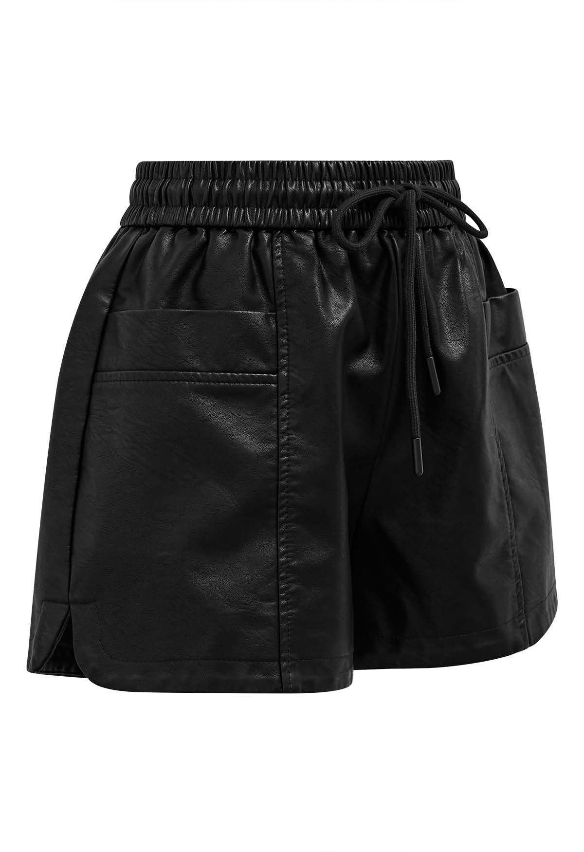 Practical Pockets Faux Leather Shorts