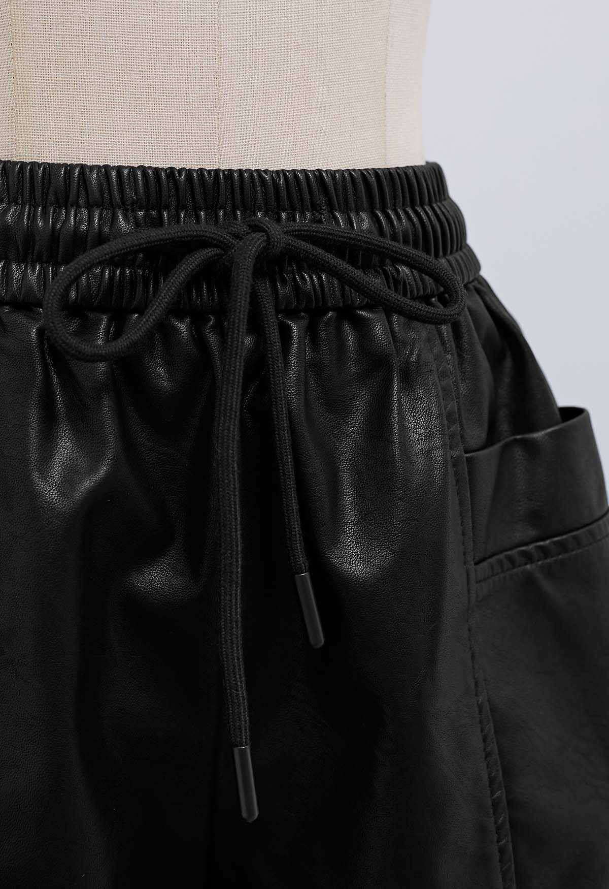 Practical Pockets Faux Leather Shorts