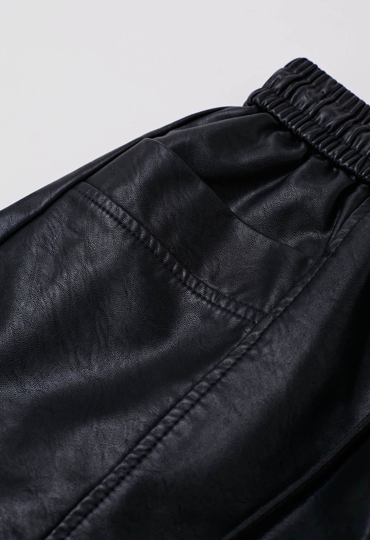 Practical Pockets Faux Leather Shorts