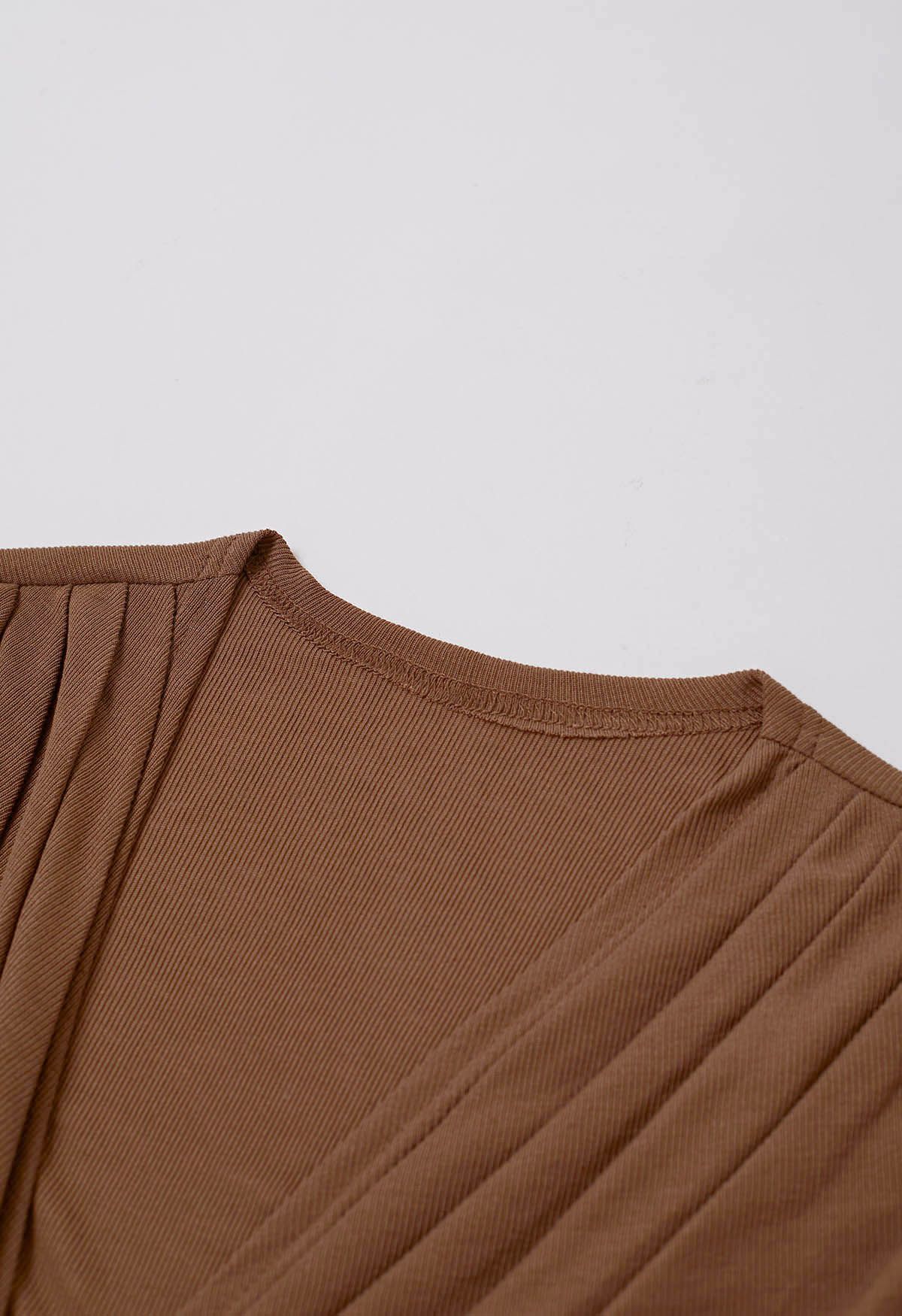 Self-Tie Wrap Crop Top in Caramel