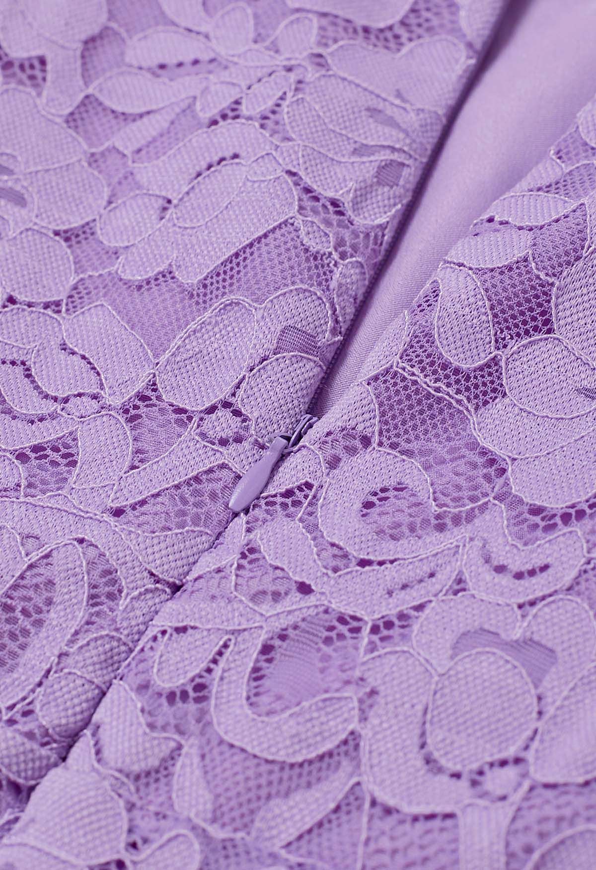 Floral Lace Mesh Panelled Maxi Dress in Lilac - Retro, Indie and Unique ...