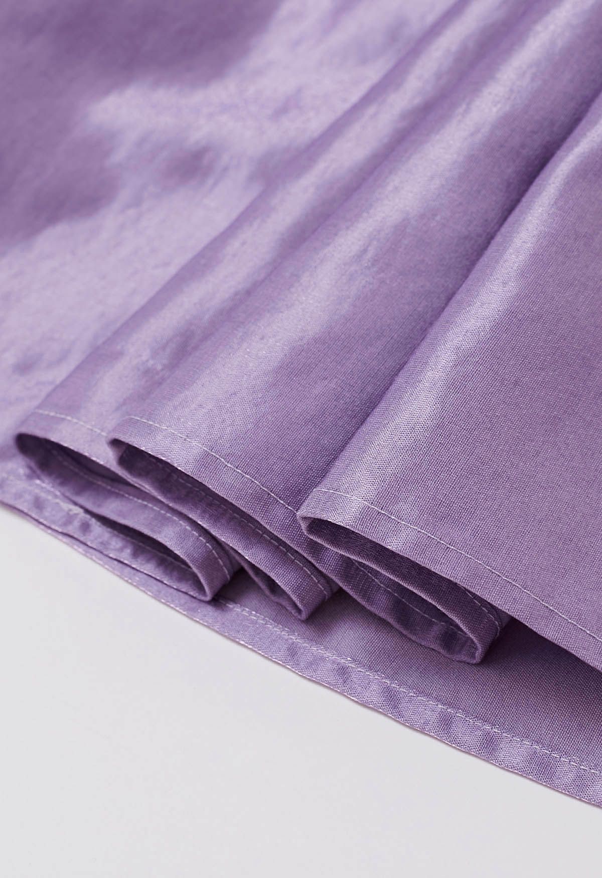 Lustrous Pleated Midi Skirt in Lilac