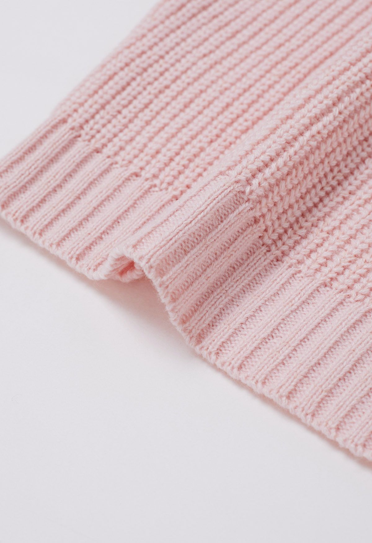 Mock Neck Short Sleeve Knit Sweater in Pink
