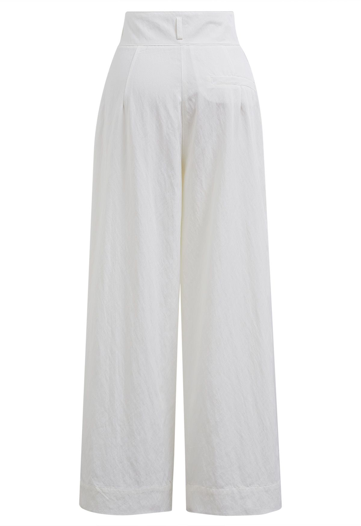 Casual Belted Wide-Leg Pants in White