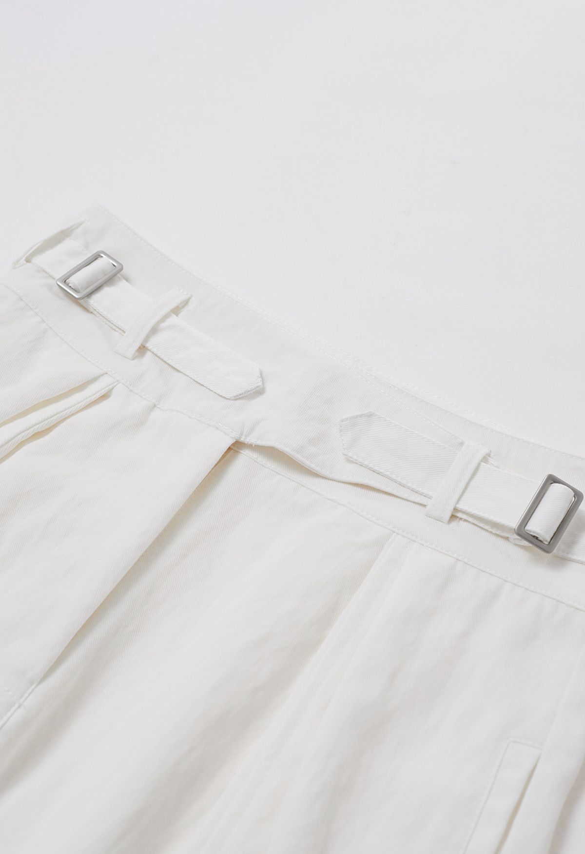 Casual Belted Wide-Leg Pants in White