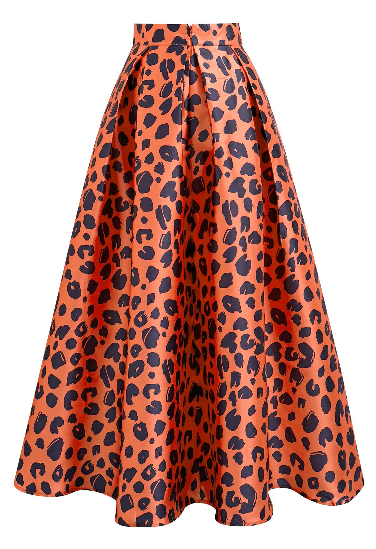 Leopard Print Pleated Maxi Skirt