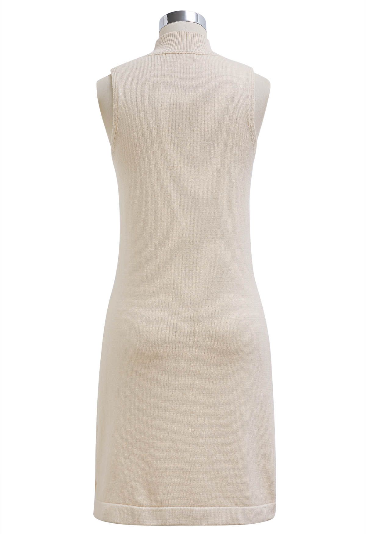 Mock Neck Sleeveless Knit Dress