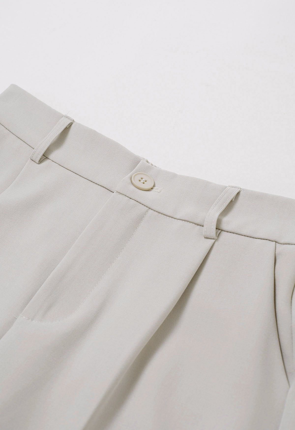 Folded Hem Belted Straight-Leg Pants