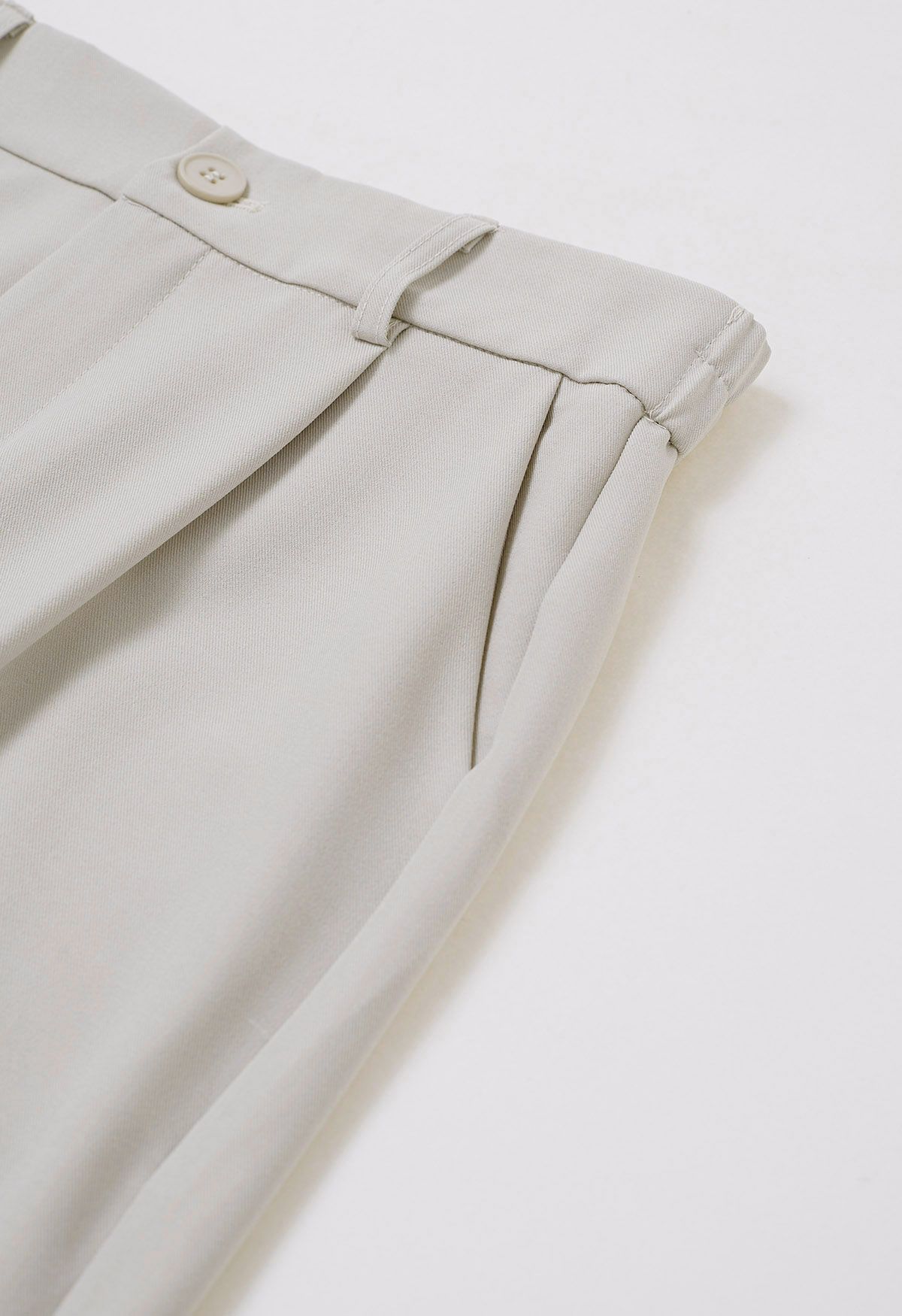 Folded Hem Belted Straight-Leg Pants