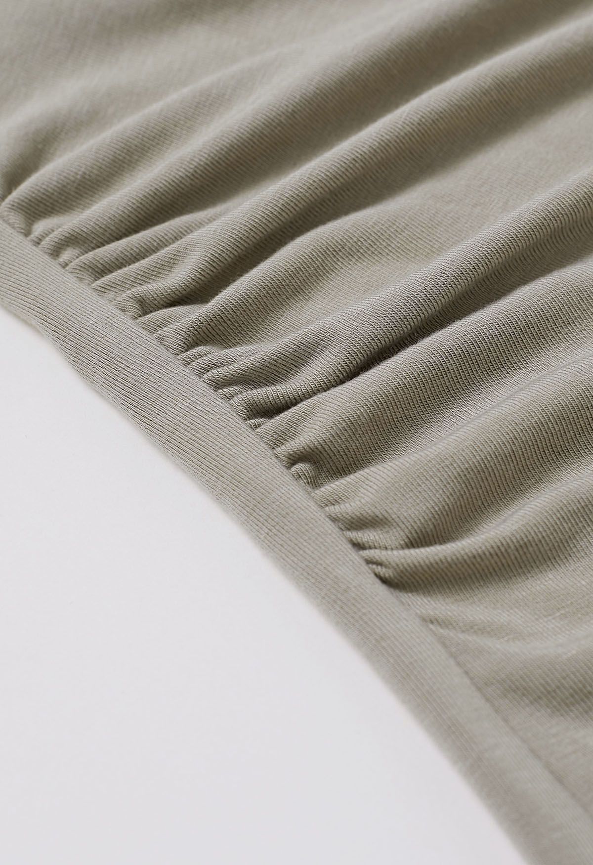 Side Knotted Soft Cotton Top in Sage