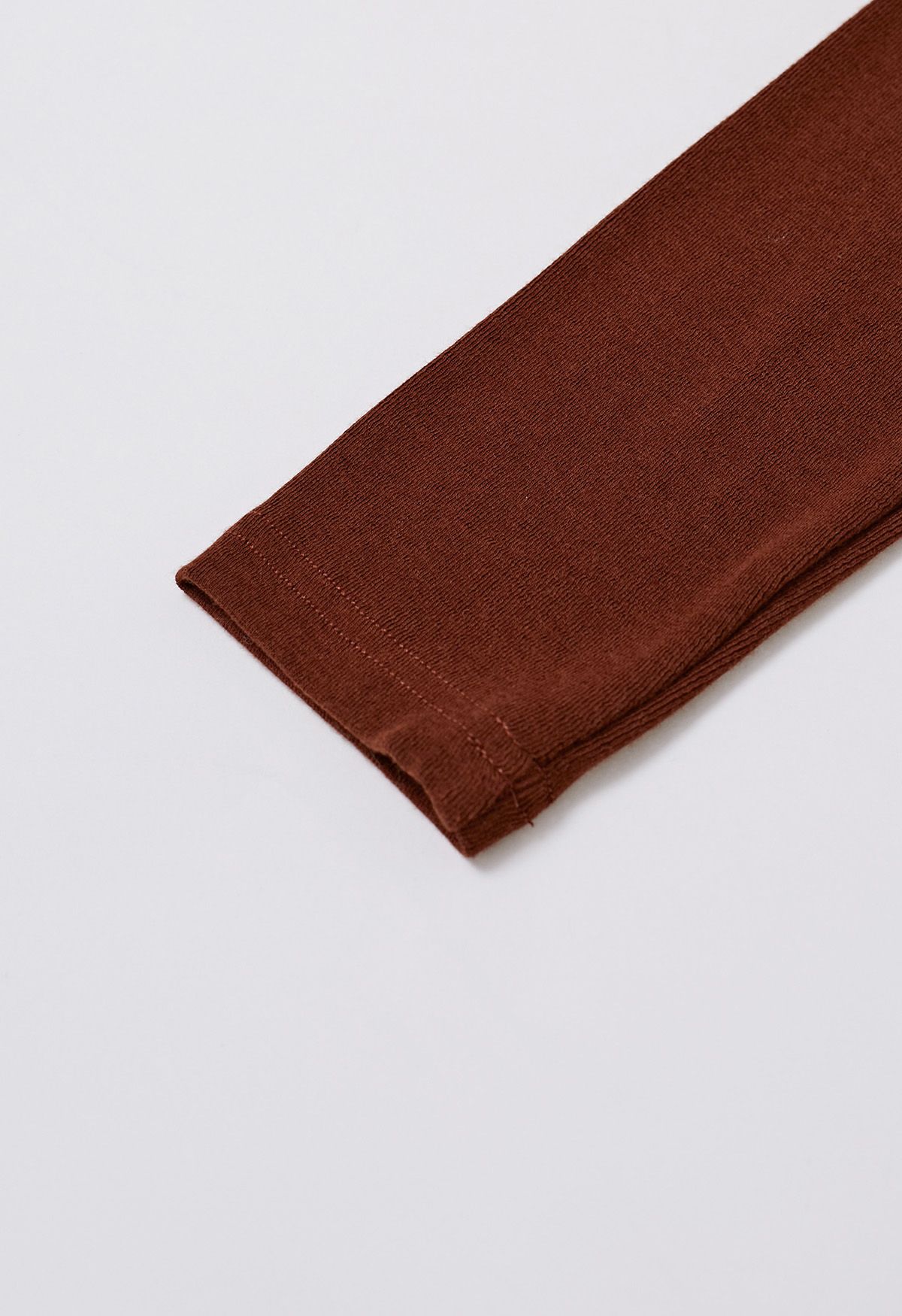 Solid Folded Neck Cotton Top in Rust