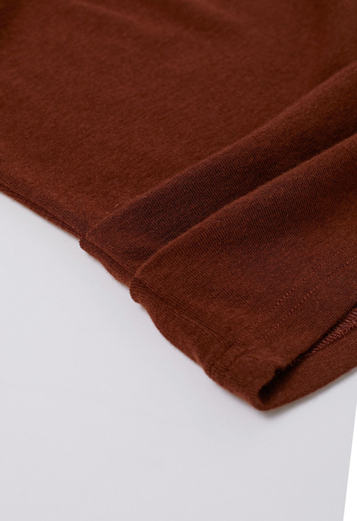 Solid Folded Neck Cotton Top in Rust