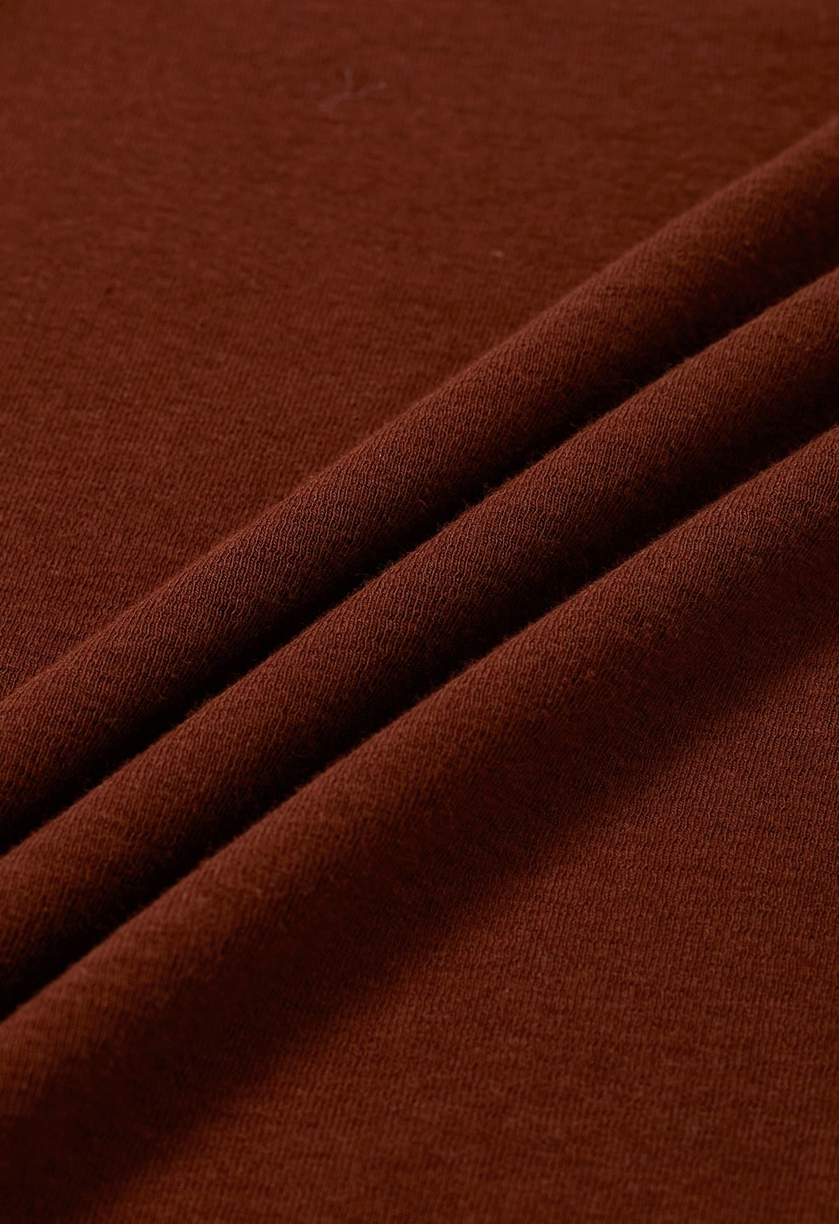 Solid Folded Neck Cotton Top in Rust