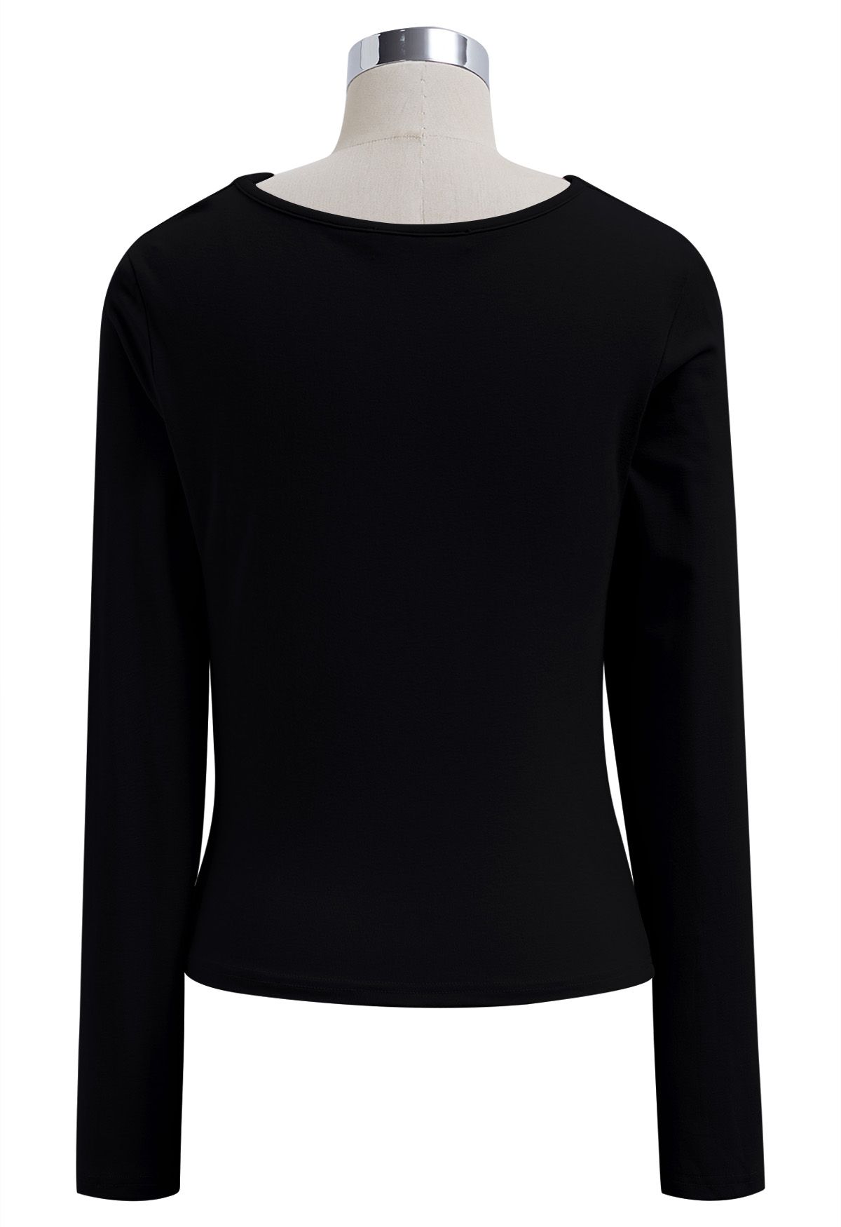 Side Knotted Soft Cotton Top in Black