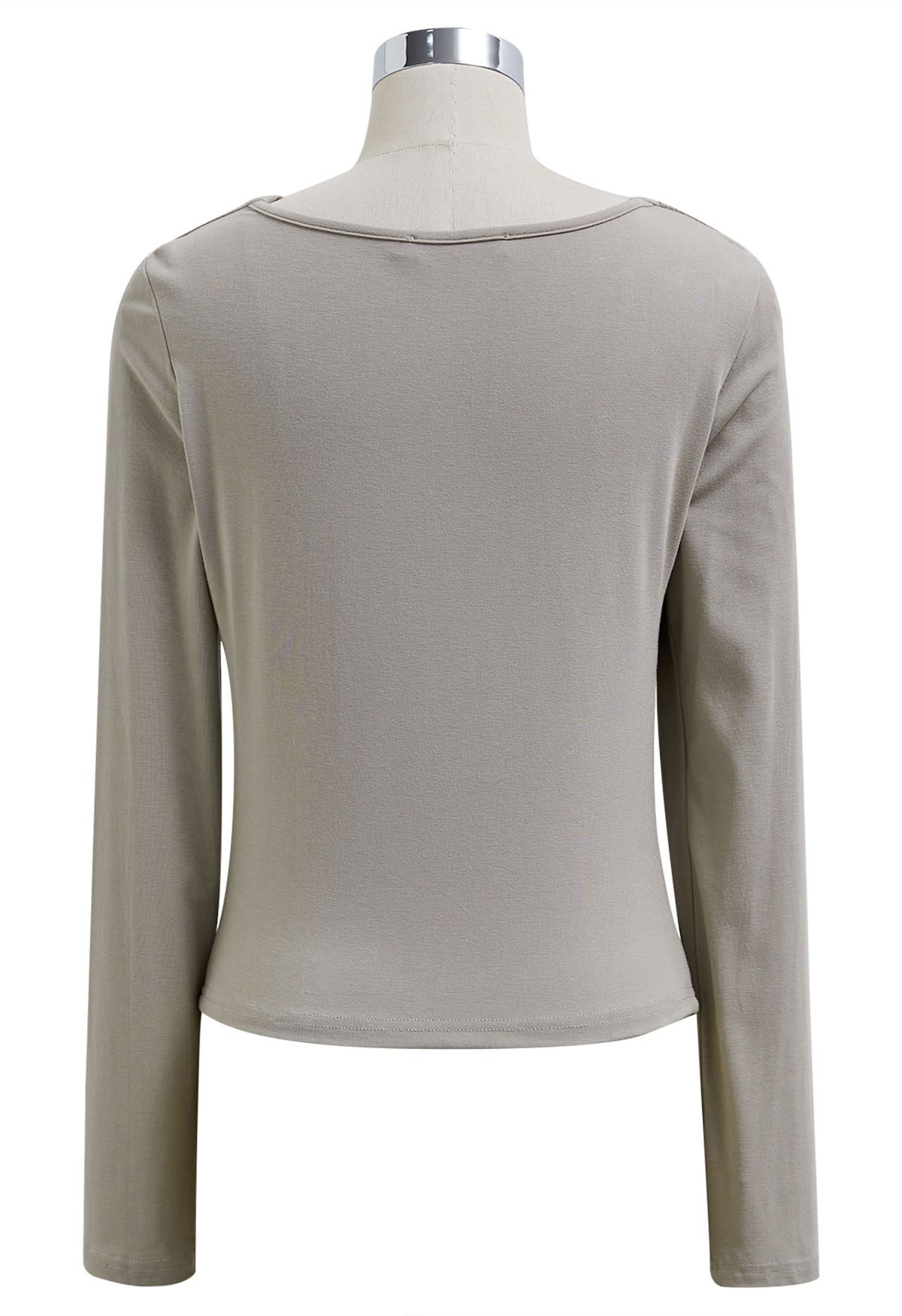 Side Knotted Soft Cotton Top in Sage