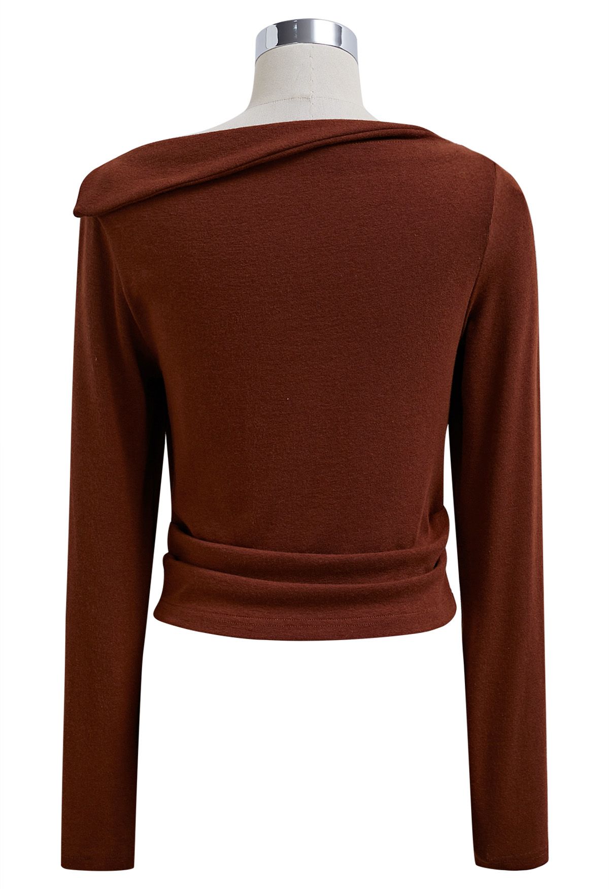 Solid Folded Neck Cotton Top in Rust