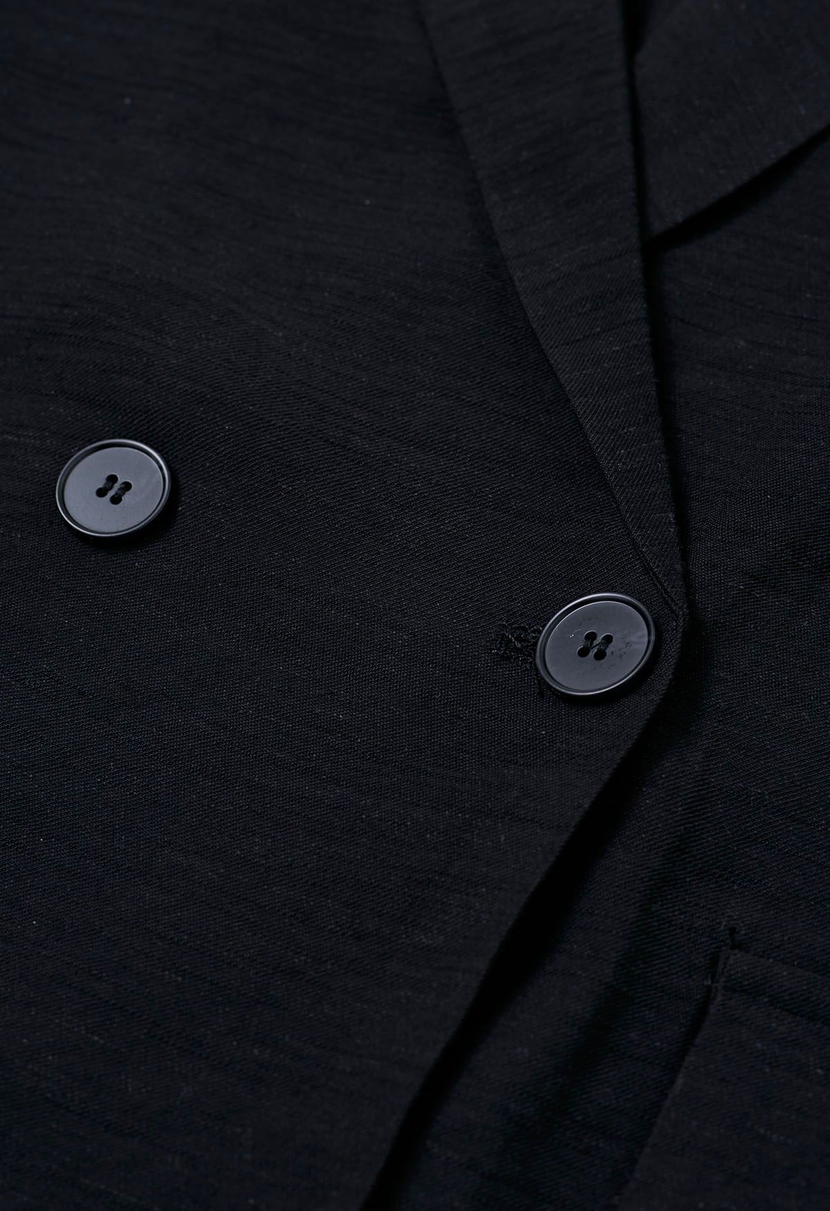 Lightweight Notch Lapel Linen-Blend Blazer in Black