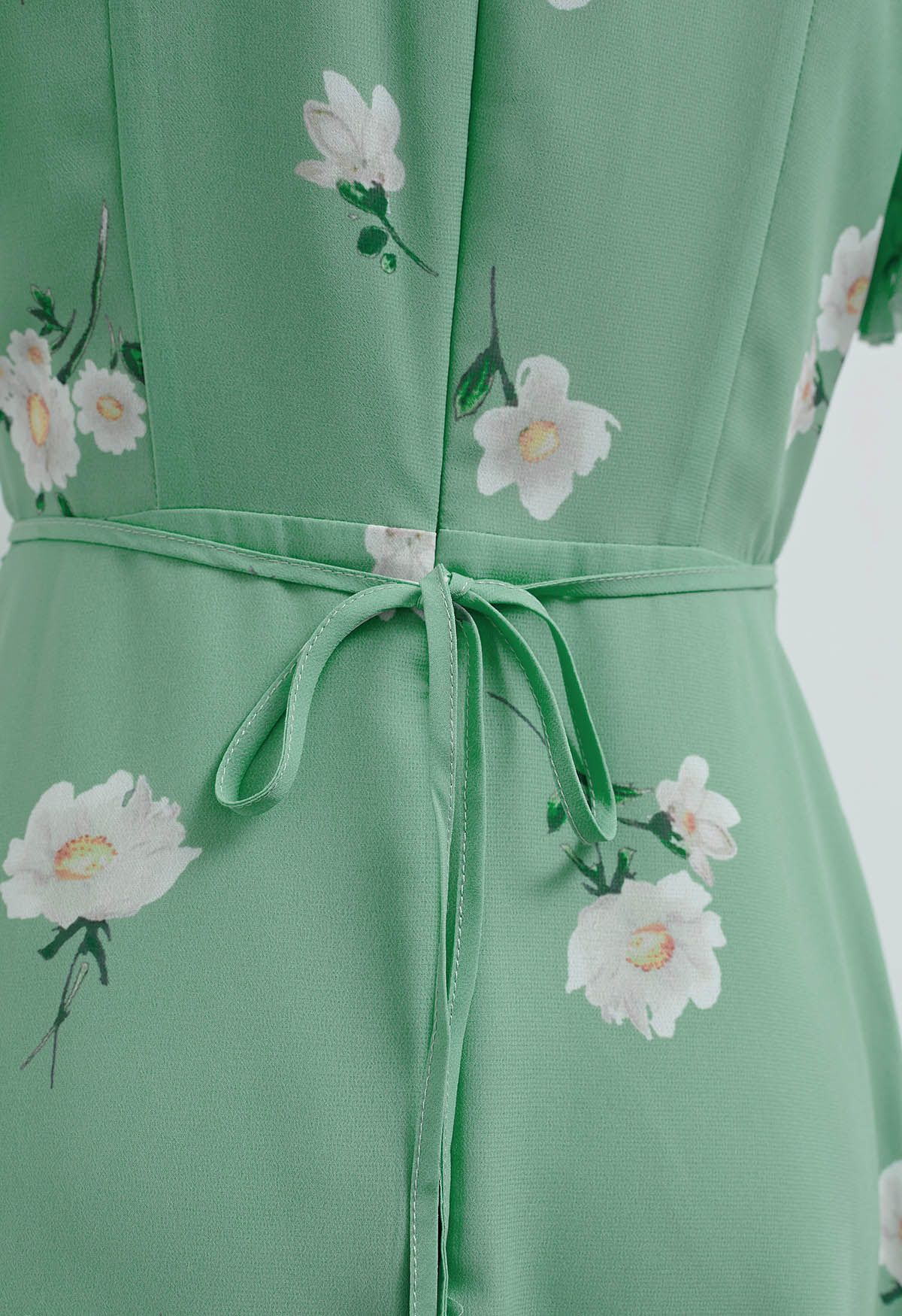 Floral Ruffled Tie-Waist Chiffon Dress