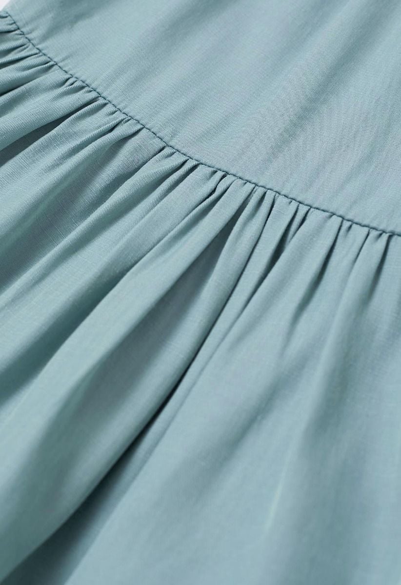 Subtle Romance Deep V-Neck Flutter Sleeve Maxi Dress in Teal